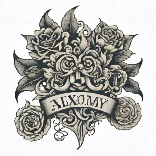 Names: ALEX & OMY tattoo design idea