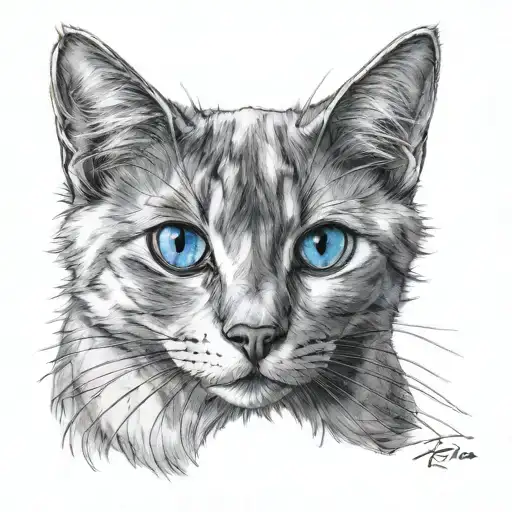 i want russian blue mixed with raina cat realistic tattoo tattoo design idea