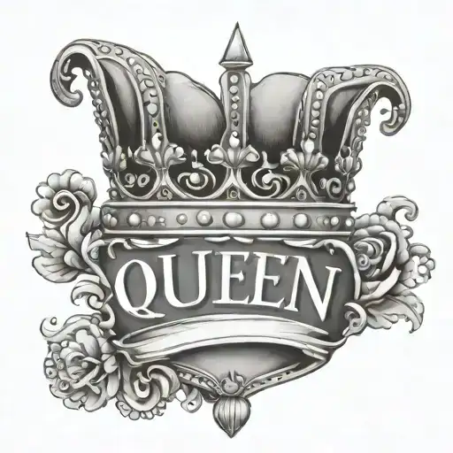 queen crown with name Trudie tattoo design idea