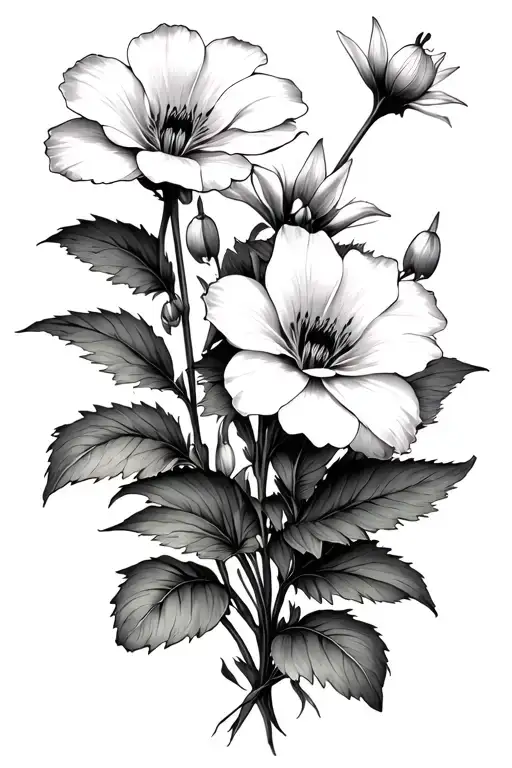 aster morning glory carnation snowdrop larkspur water lily tattoo design idea