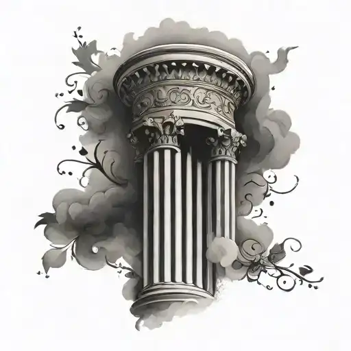 roman pillar tattoo design idea