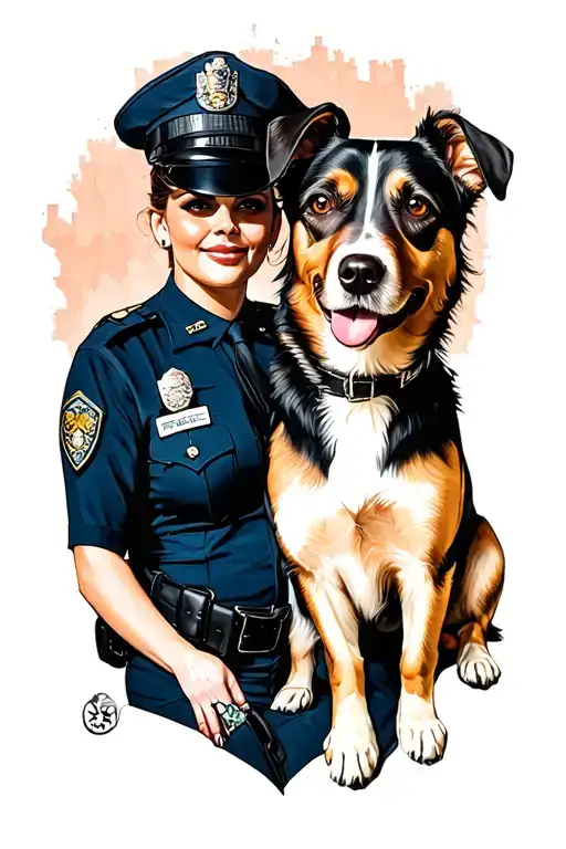 police wife and dog lover tattoo design idea