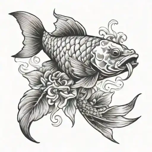 macaw arowana koi fish tattoo design idea