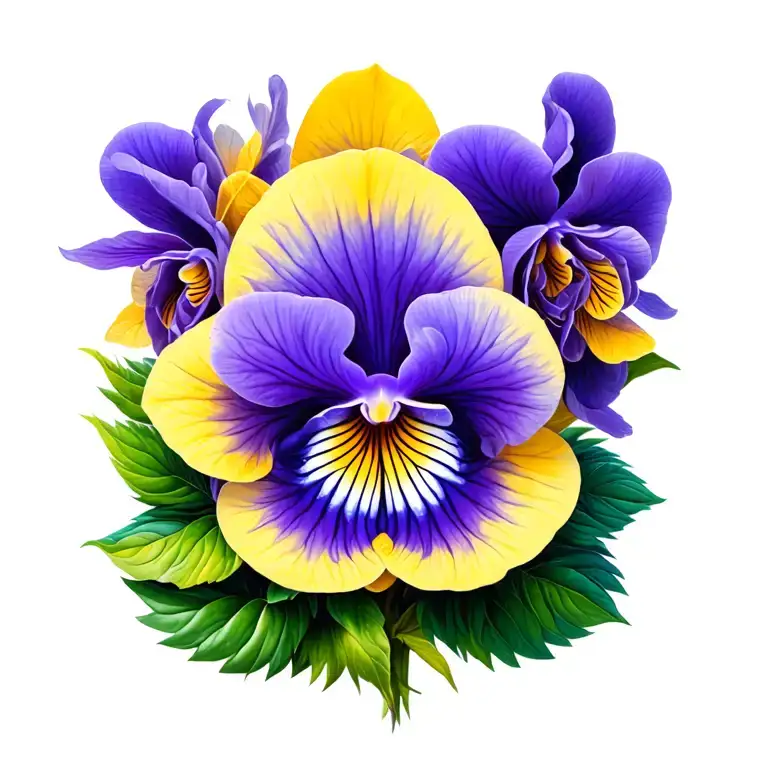 African violet flower intertwined tattoo design idea