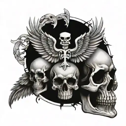 byzantine double headed eagle and a skull tattoo design idea