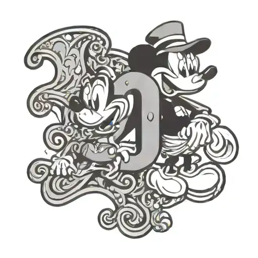 the number 20 with the Disney goofy character holding tattoo design idea