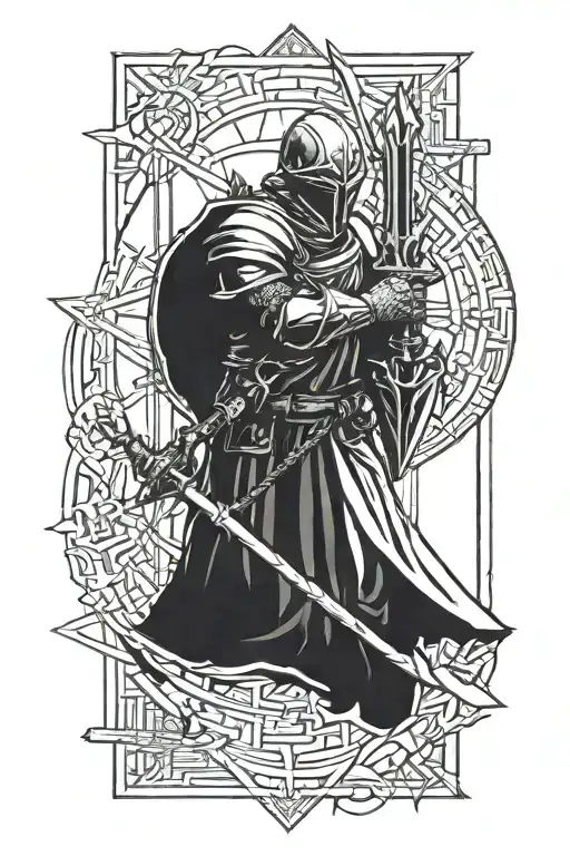 Geometric "Dark Souls Darksign" tattoo design idea