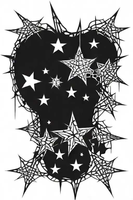 Abstract lighting with cobwebs on the corners Star tattoo design idea