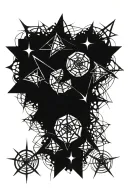 Abstract lighting with cobwebs on the corners Star tattoo design idea