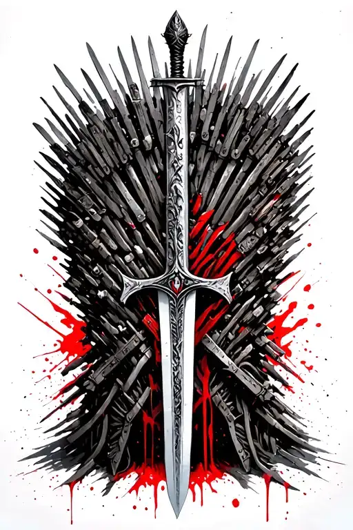 sword made of hundred blades similar to iron throne from game of thrones tattoo design idea