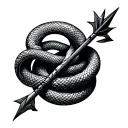 arrow with a snake wrapped tattoo design idea