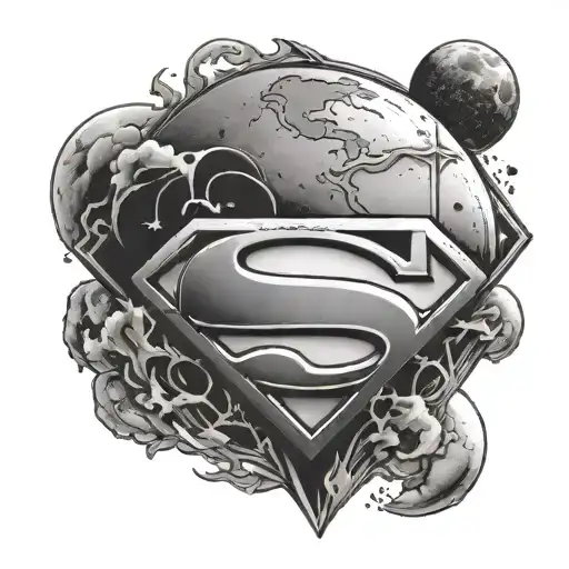 Superman logo with moon surrounded tattoo design idea