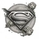 Superman logo with moon surrounded tattoo design idea