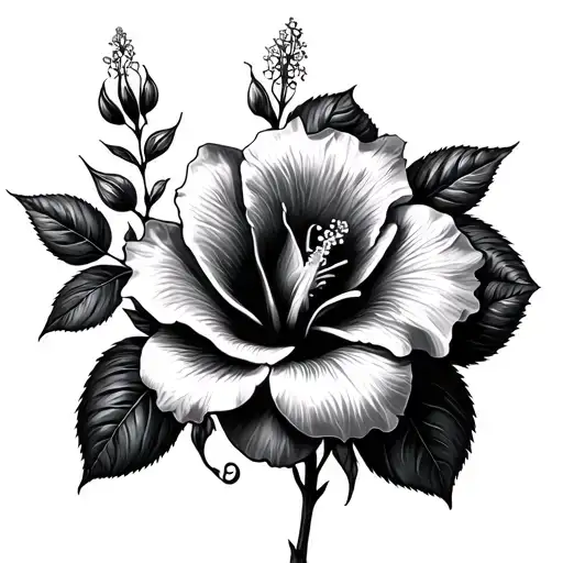 roses mayflowers hibiscus tattoo design idea