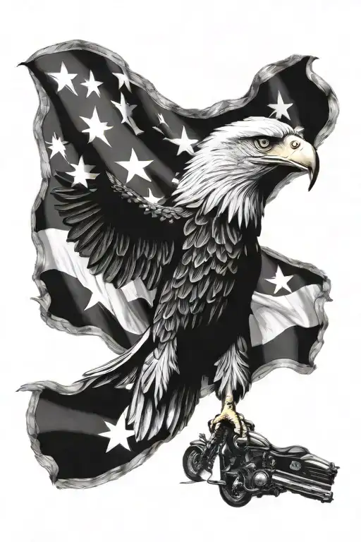 Eagle American Flag harley davidson bar tattoo design idea