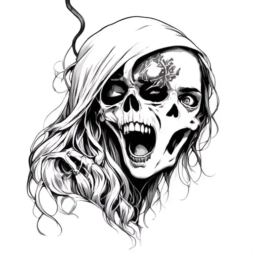 death, screaming girl, Lily's tattoo design idea