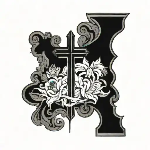 cross with acosta last name incorporated tattoo design idea