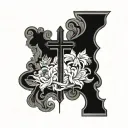 cross with acosta last name incorporated tattoo design idea