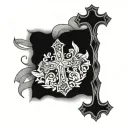 cross with acosta last name incorporated tattoo design idea