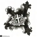 cross with acosta last name incorporated tattoo design idea