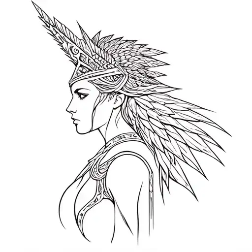Valkyrie warrior with intricate tattoo design idea
