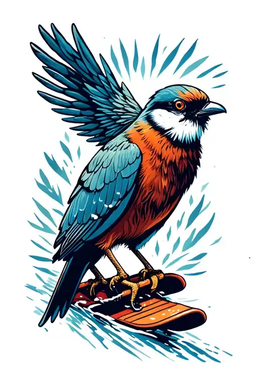 whare kea bird, snow , heliboarding tattoo design idea