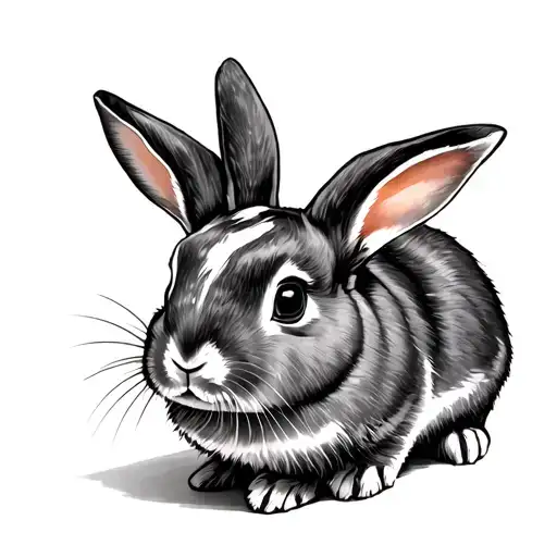 Dutch rabbit, black an white tattoo design idea