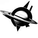 Geometrical F16 Saturn Auquarius tattoo design idea