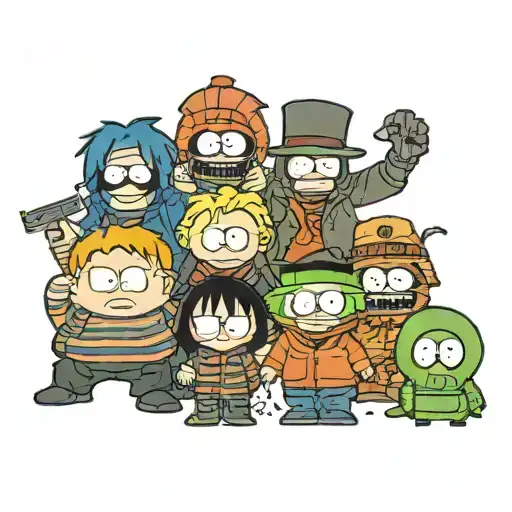 south park characters as Michael Myers, ghost face, Freddy Krueger, and Jason vorhees tattoo design idea