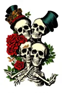 even in death and include two skeletons or half dead people together tattoo design idea