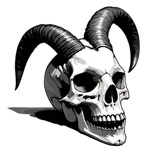 Goat horns ontop of a skull tattoo design idea