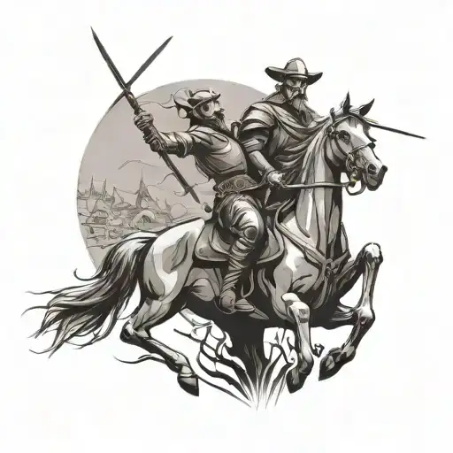 oneline don quixote tattoo design idea