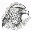 falcon head in center of mountain ridge tattoo design idea