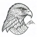 falcon head in center of mountain ridge tattoo design idea