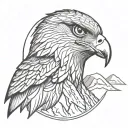 falcon head in center of mountain ridge tattoo design idea