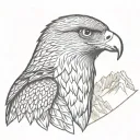 falcon head in center of mountain ridge tattoo design idea