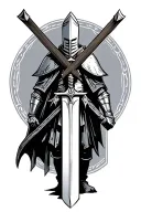 Minimalist Templar Knight carrying a cross -shaped sword tattoo design idea