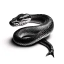 Keep the snake exactly as in the uploaded image (realistic 3D, detailed scales, coiled and lifelike). Do not alter the  tattoo design idea
