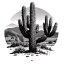 arizona landscape with cactus tattoo design idea