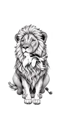 lion and lamb tattoo design idea