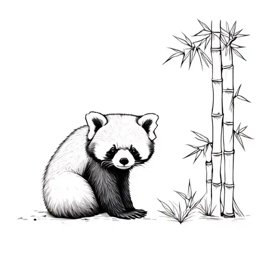red panda on a bamboo forest tattoo design idea