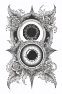 solar eclipse, time, E, N, M tattoo design idea