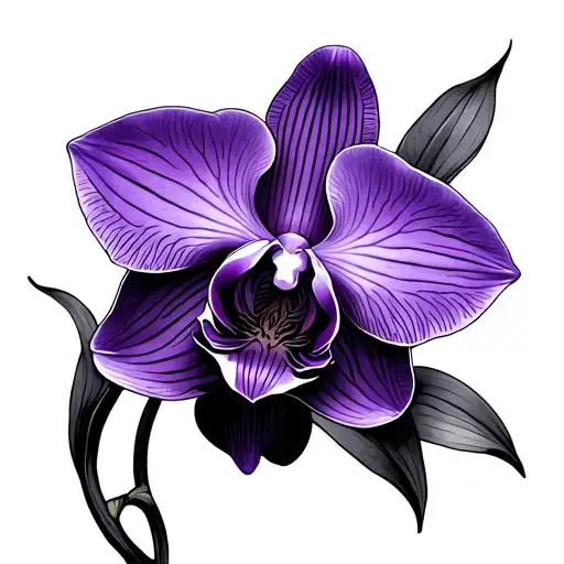 purple orchid tattoo design idea