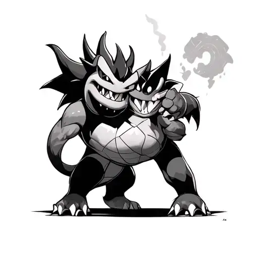 Bowser and Gengar battling tattoo design idea