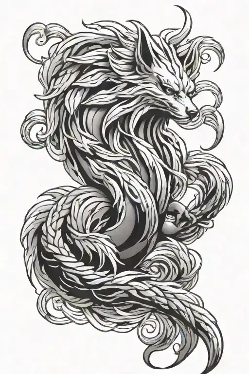 kurama nine tail tattoo design idea