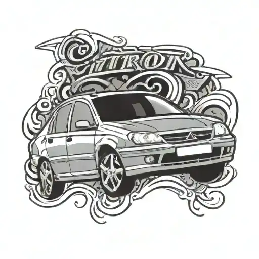 citroen xsara typography tattoo design idea