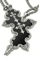 Chrome hearts cross pendant with chain hanging off bottom tattoo design idea