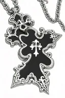 Chrome hearts cross pendant with chain hanging off bottom tattoo design idea