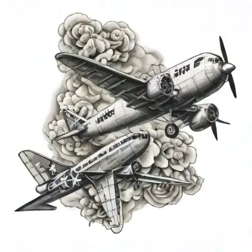 airplanes sleeve tattoo design idea