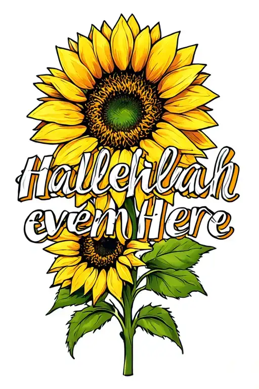 "Hallelujah Even Here" Sunflower tattoo design idea